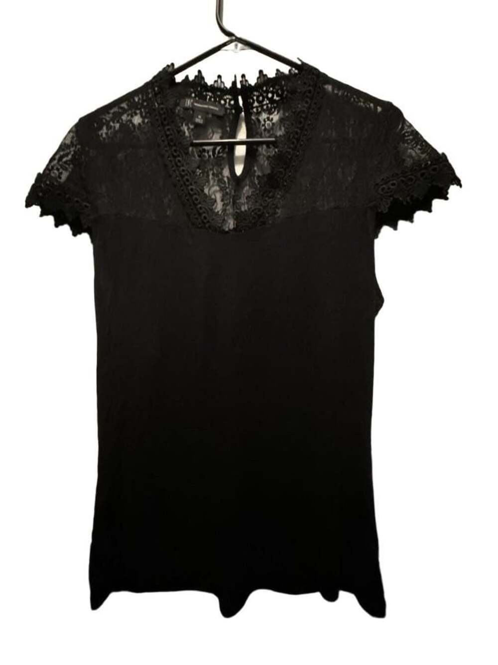 INC International Concepts Blouse Size XL Black Lace Top